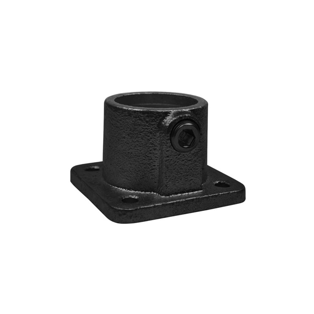 Buiskoppeling Vierkante voetplaat met doorloop - zwart-D / 42,4 mm